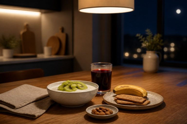Best foods to eat before bed including yogurt, kiwi, banana, almonds and tart cherry juice