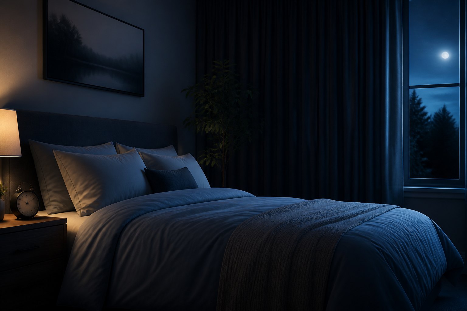 Deep sleep optimization in a dark, cool, quiet bedroom