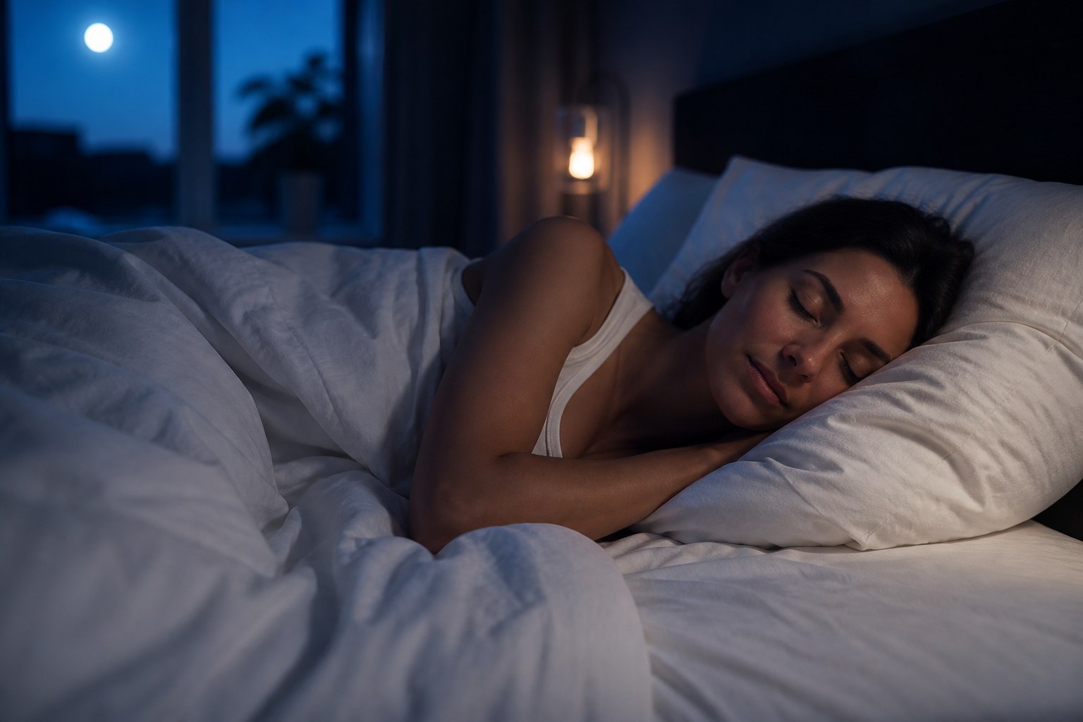 How to get deeper sleep naturally in a calm dark bedroom