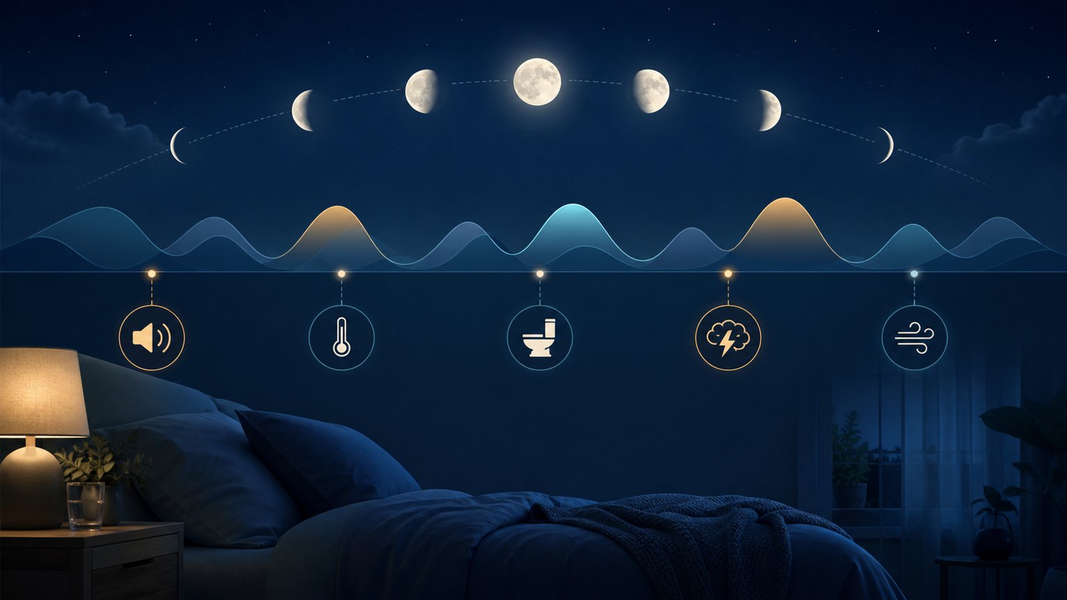 Waking up during the night across natural sleep cycles and common disruptions