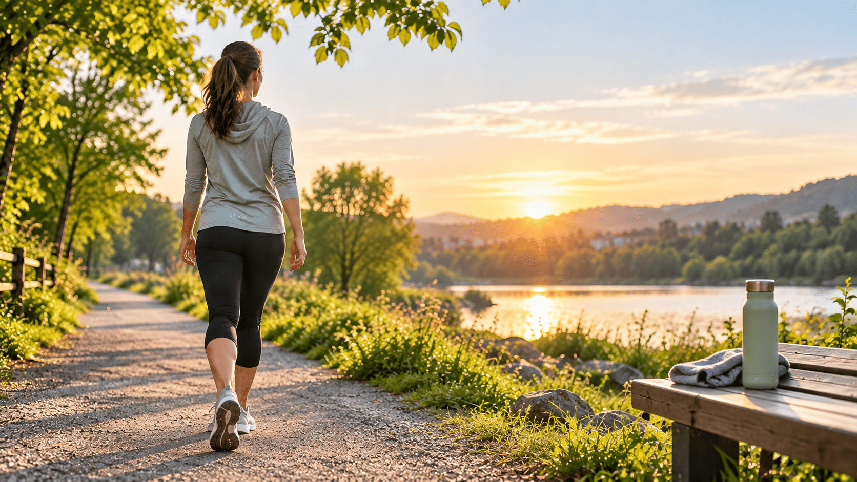 Person walking outdoors for stress relief