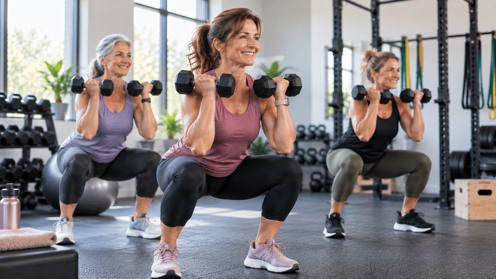 Woman over 40 performing a resistance-training exercise
