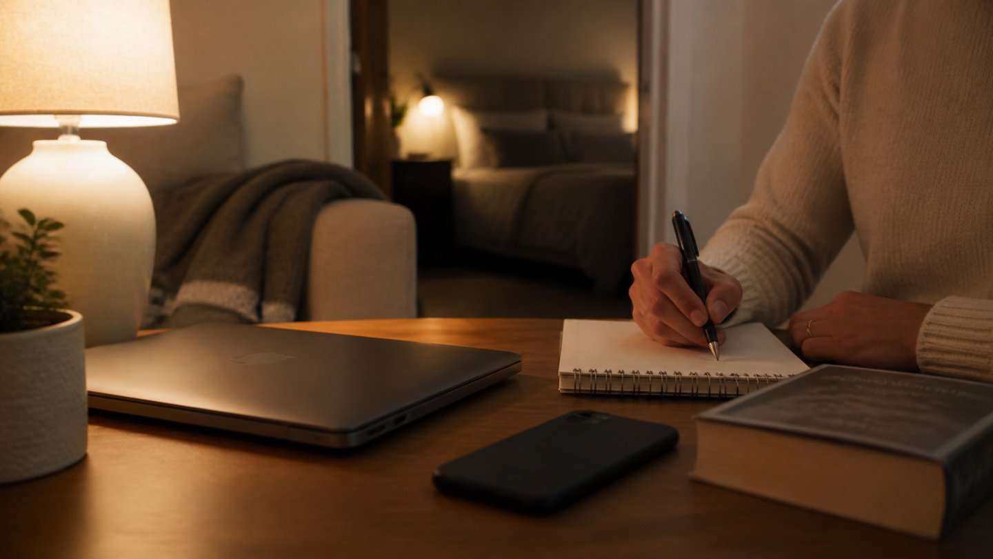Writing a short plan as part of a calm bedtime routine