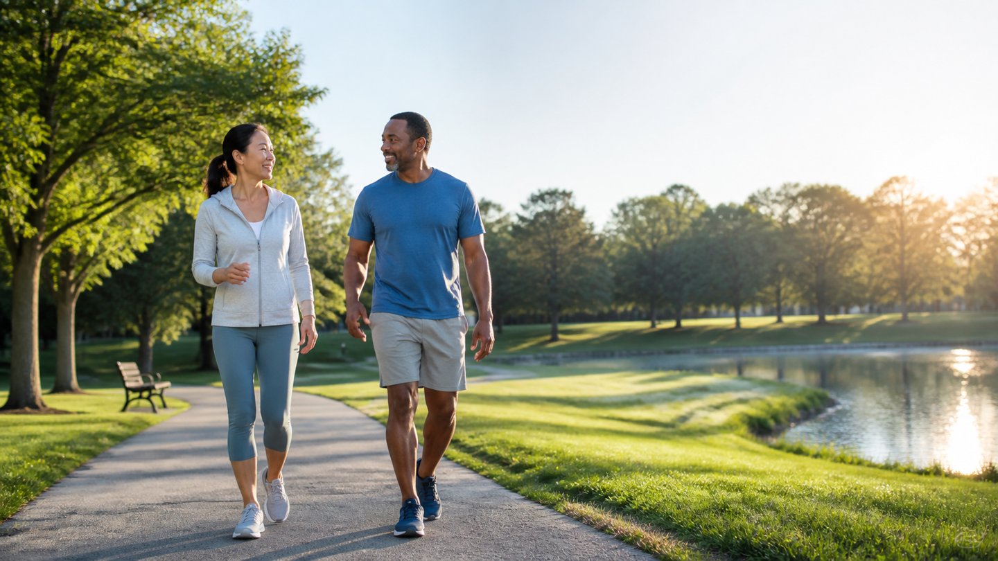 Morning walk as part of a routine designed to support better sleep