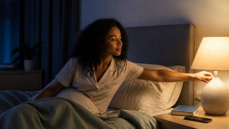 Healthy sleep hygiene habits in a restful bedroom
