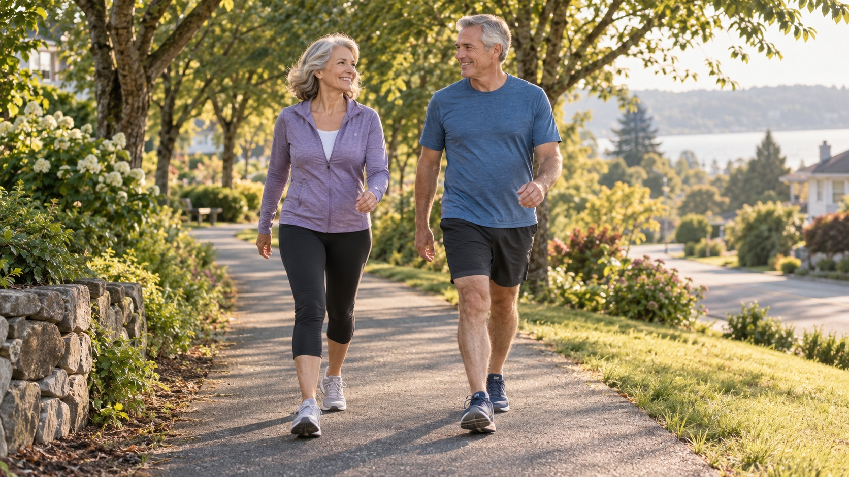 Beginner following an indoor and outdoor walking routine