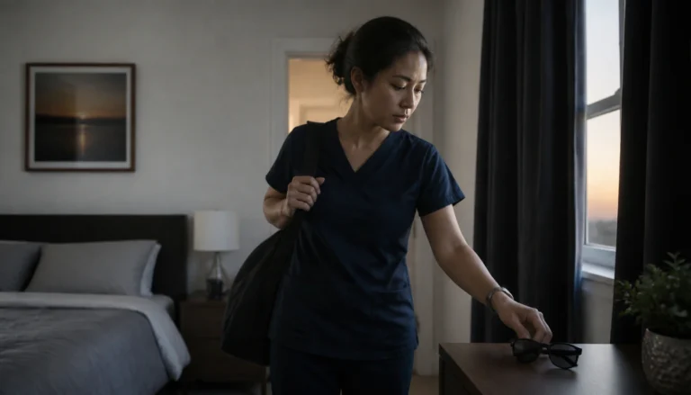 Step-by-step after-work recovery routine for shift workers to protect daytime sleep with light and noise control