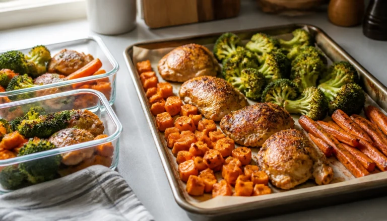 Budget-friendly sheet-pan dinners meal-prep guide with roasted vegetables, protein, and whole grains