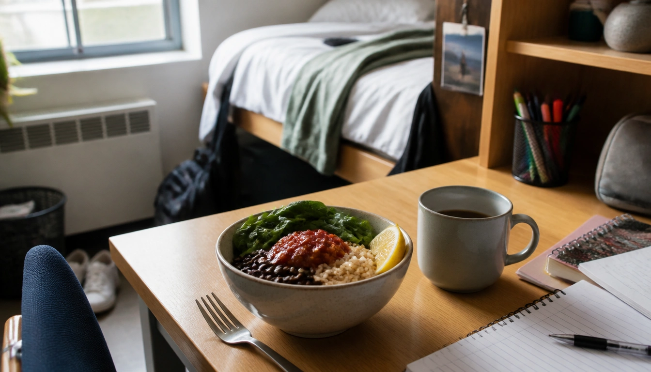 Easy iron-rich vegetarian college meals with beans, tofu, fortified grains, and vitamin C pairings