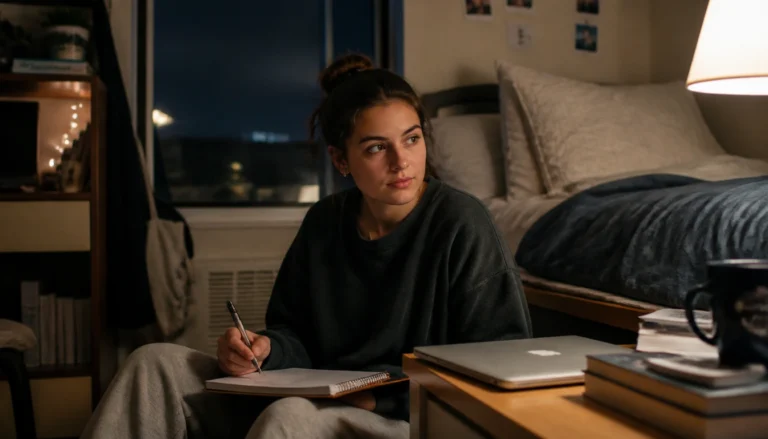 Evening journal prompts for college students: worry list, emotional processing, and closure to calm pre-bed stress