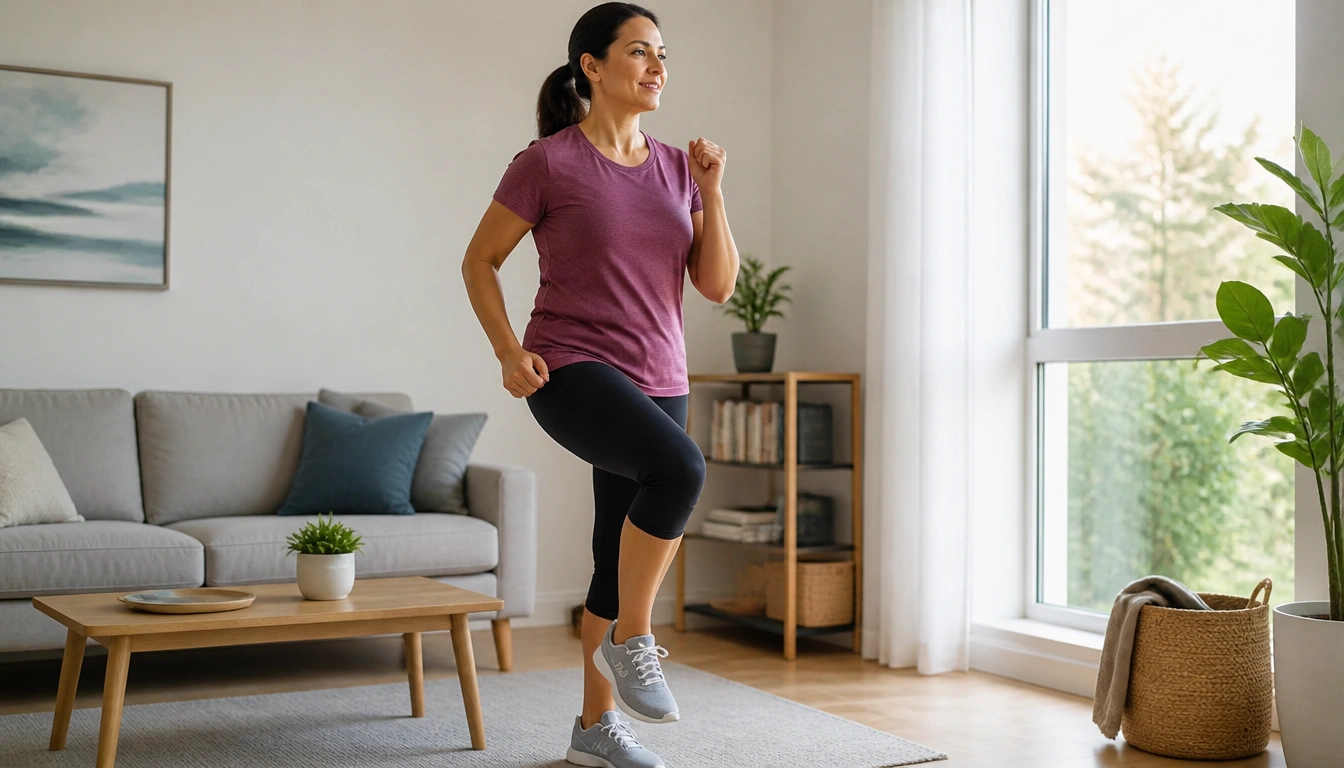 Low-impact cardio routine for absolute beginners with walking, cycling, marching, and elliptical options
