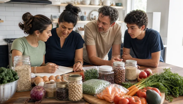 Weekly meal planning on a budget with pantry staples, a shopping list, and planned leftovers