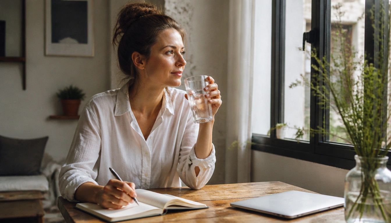 A calm morning routine for people working from home: delay email, get daylight, move, and start with a priority.
