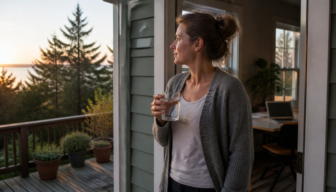 Simple morning light routine for remote workers: step outside soon after waking and stay consistent for better sleep