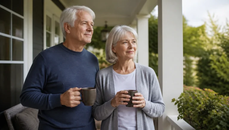 An older adult stepping outside in the morning sunlight to support sleep timing and alertness