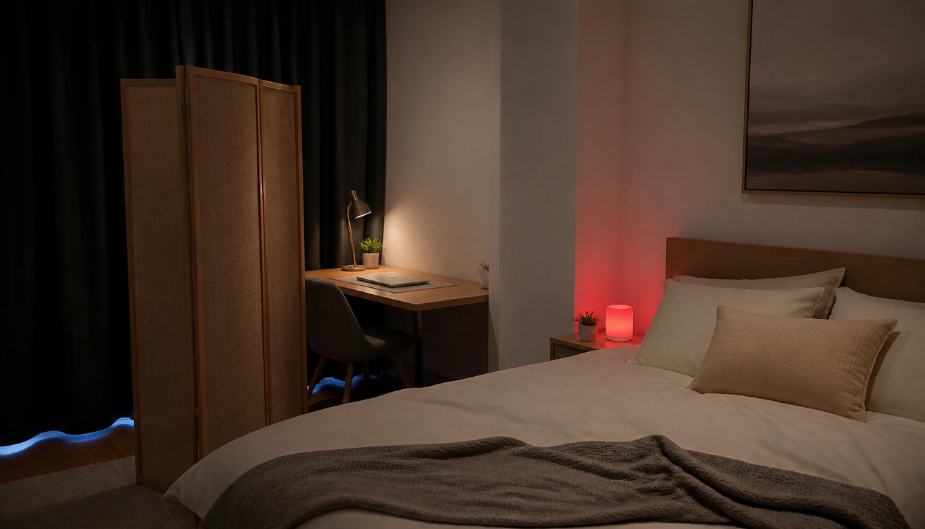 Quiet bedroom checklist for remote workers: sleep-only setup with cooler, darker, quieter, work-free boundaries