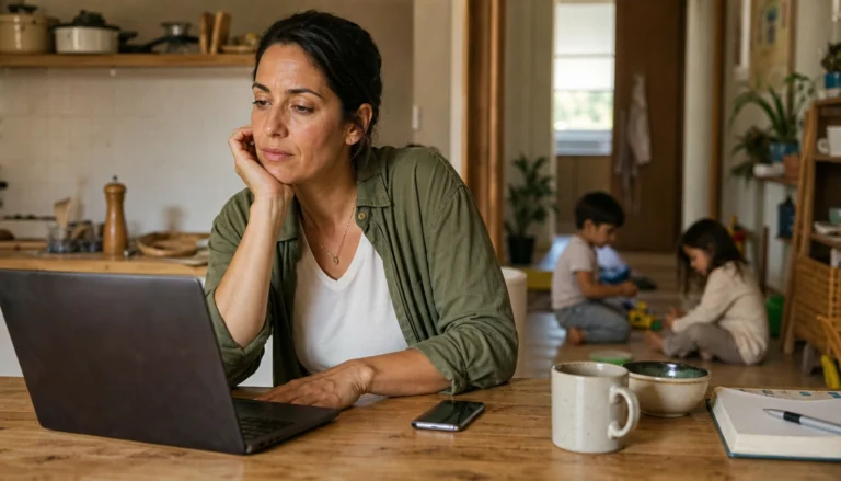 Busy parents using a phone less during meals and transitions with simple screen-break routine steps