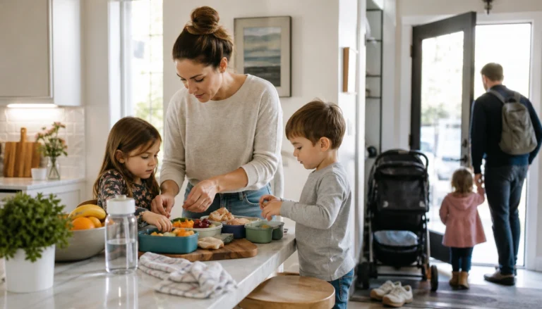 Practical daily health habits for busy parents—movement breaks, simple meals, sleep wind-down, and stress reset routines.