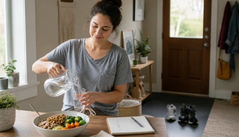 Practical starter wellness goals for absolute beginners: movement, hydration, fiber, and a simple sleep routine