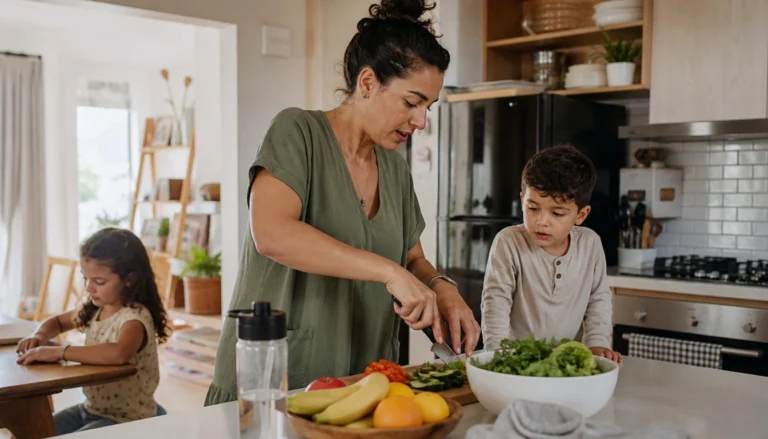 Busy parents use simple, low-friction habits like water, short walks, and easier meals to build healthier routines.