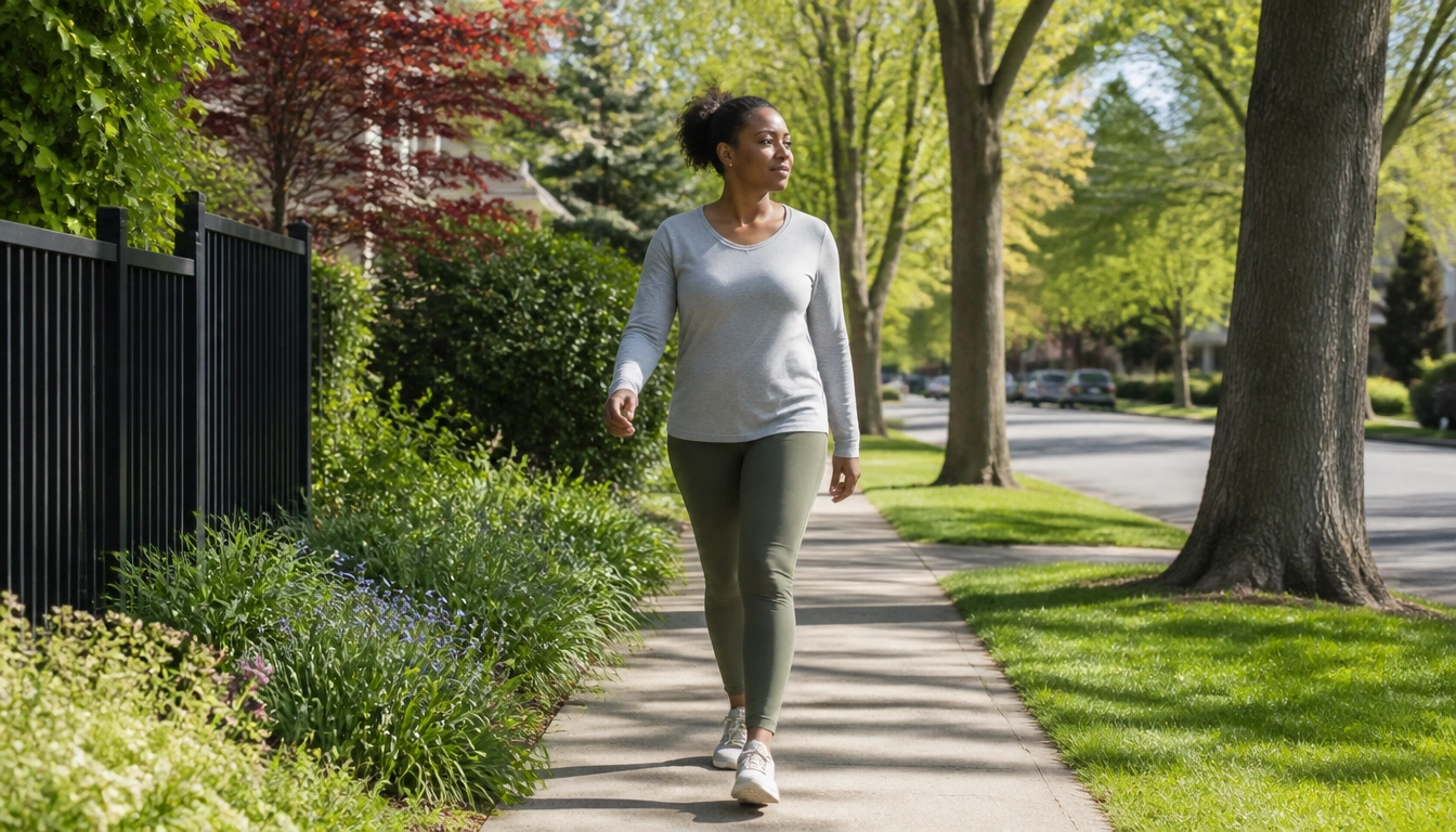 10-minute brisk walking routine for adults restarting healthy movement habits, plus simple strength options