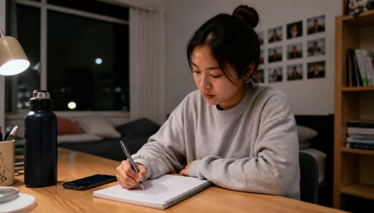 Simple sleep journal checklist for college students with quick morning and evening sleep tracking