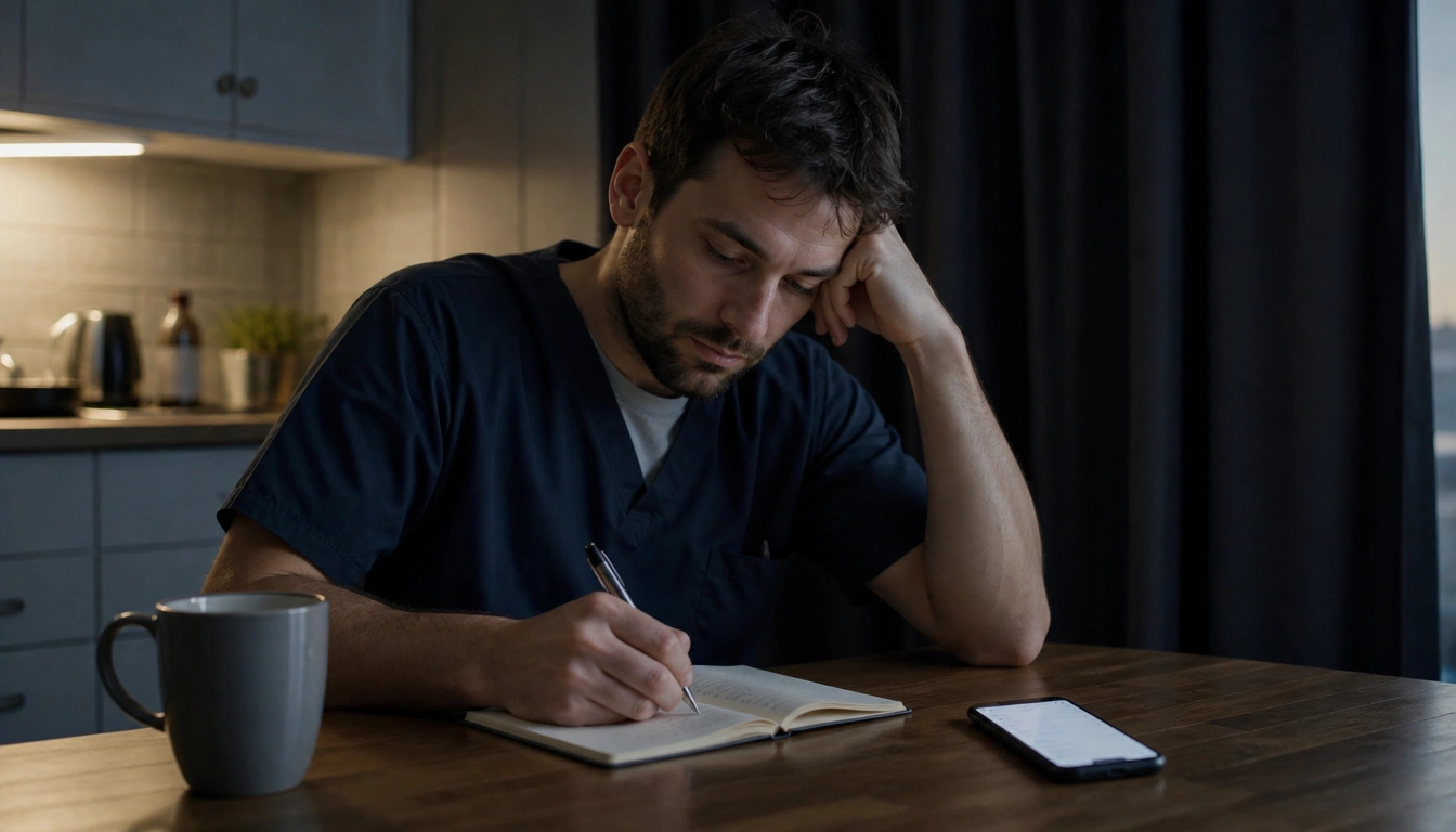 Simple sleep journal template for shift workers tracking naps, caffeine, light exposure, and alertness scores
