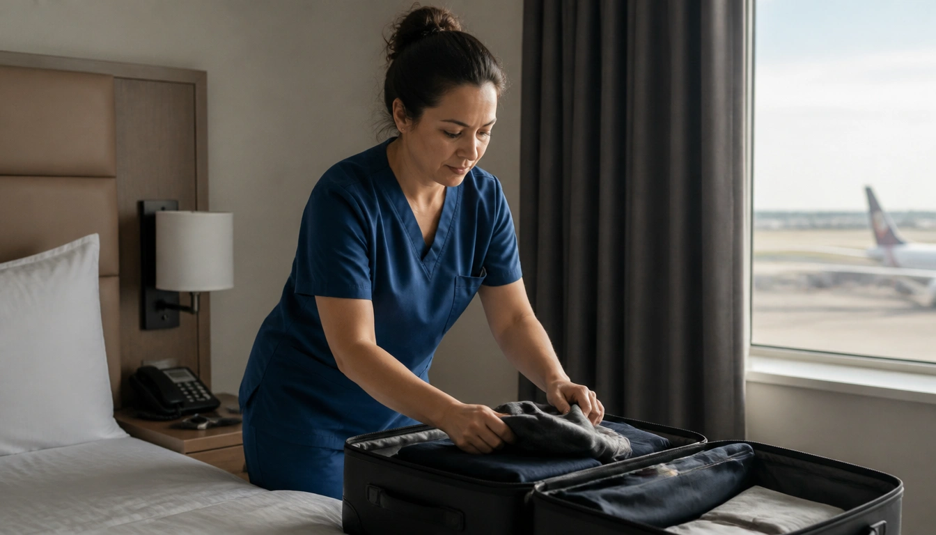 Travel sleep routine for shift workers: planning light, naps, caffeine, and a dark room for recovery