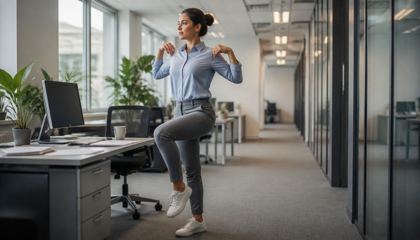 5-minute walking warm-up routine with marching, hip mobility, and an easy ramp-up before brisk walking