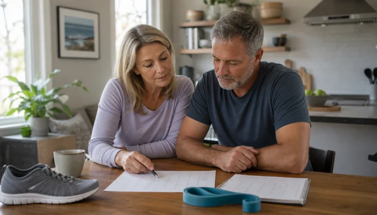 Weekly habit review checklist for adults over 50 to track movement, strength, balance, sleep, and recovery