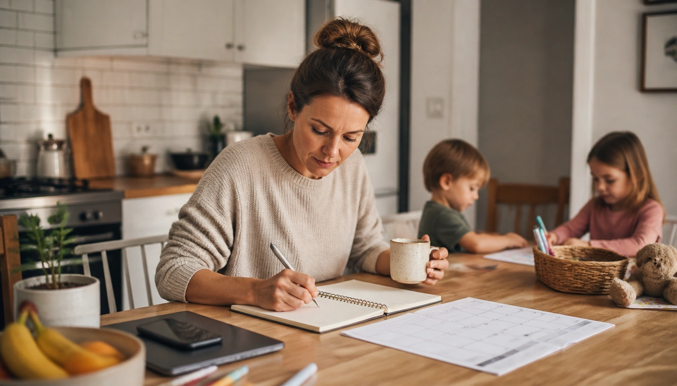Busy parents do a quick weekly check-in to adjust sleep, movement, screens, and meal routines for the week ahead.